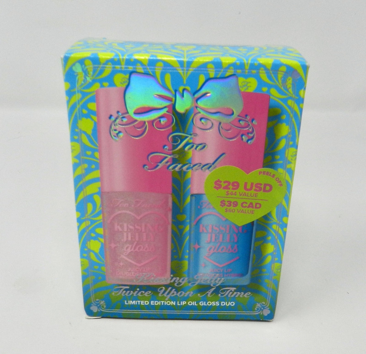 Too Faced Kissing Jelly Lip Oil & Gloss Duo Bubblegum Blue Snow