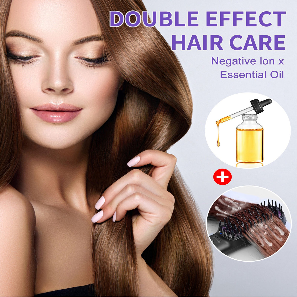 Steam Hair Straightener Brush Ionic Plus - Anti-Frizz, Quick Heat-Up, Moisturizing