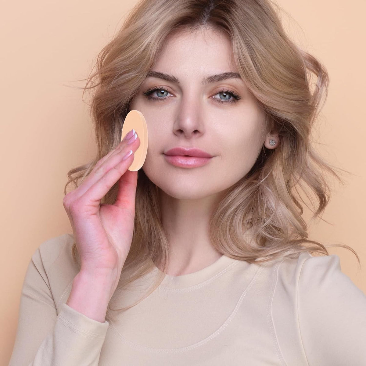 12 Pcs Round Makeup Sponges & Powder Puffs for Foundation & Powder Application
