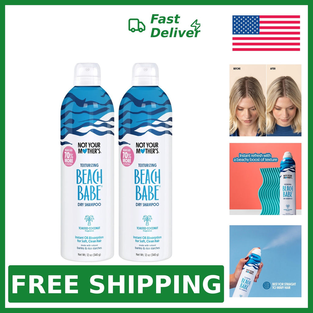 Dry Shampoo Spray with Coconut Scent - 12 oz 2 Pack - Refreshing & Waterless
