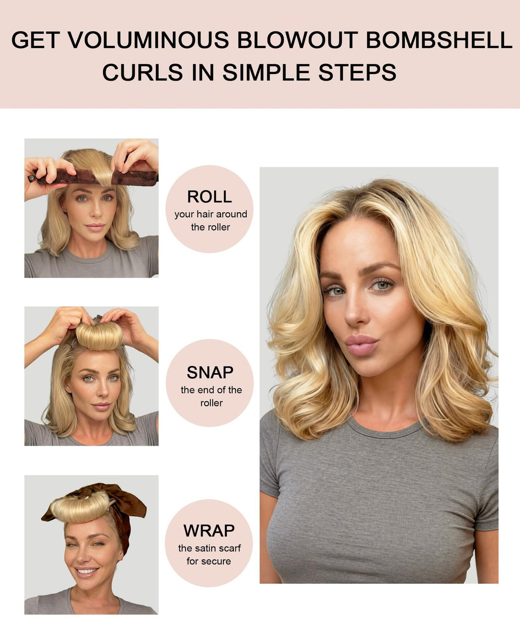Heatless Curling Rod Set for Overnight Hair Styling - Velvet Bouncy Curls