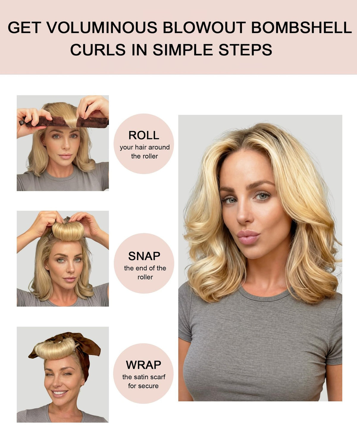 Heatless Curling Rod Set for Overnight Hair Styling - Velvet Bouncy Curls
