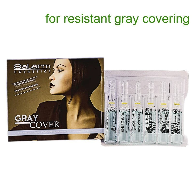 Grey Hair Covering Ampoules - Resistant Gray Hair Treatment, 12x5ml