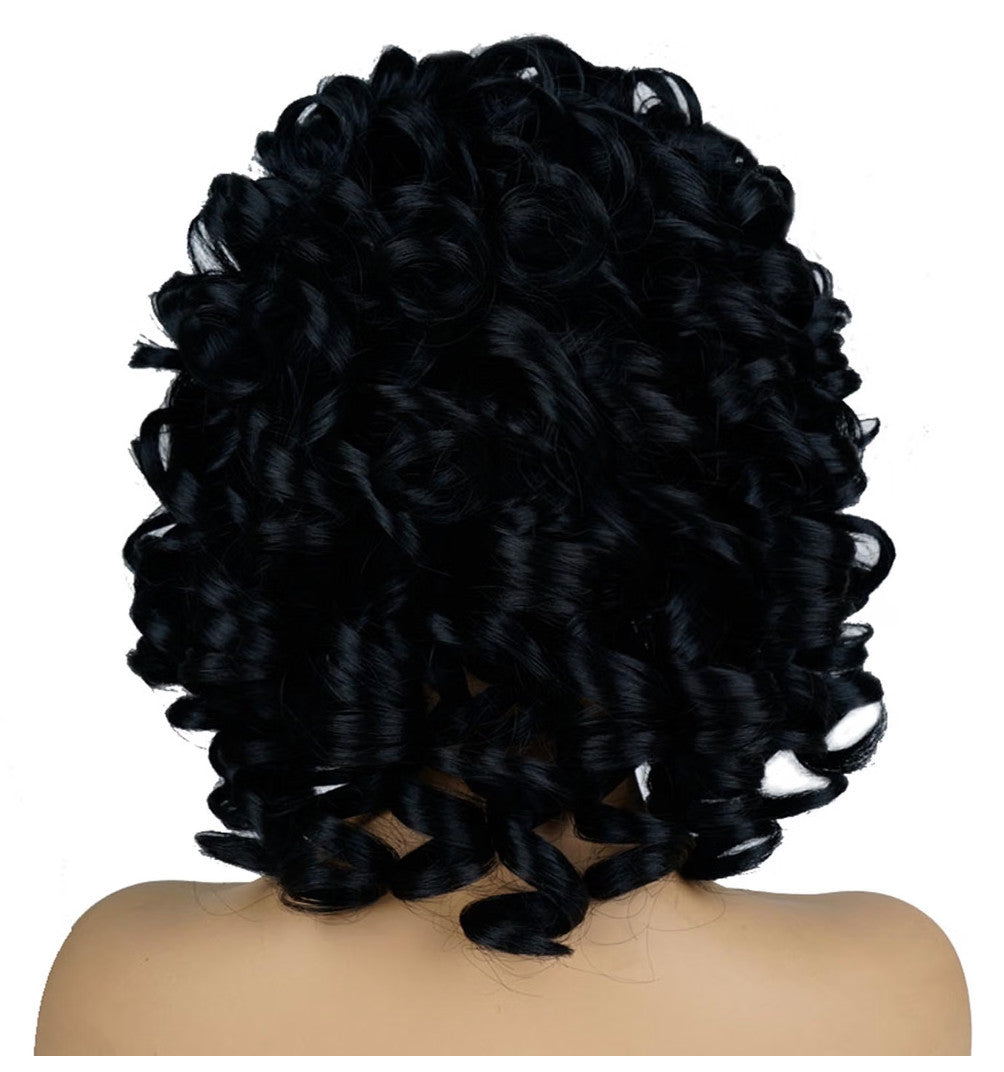 Black 14-Inch Synthetic Curly Wig for Cosplay & Parties - Unbranded