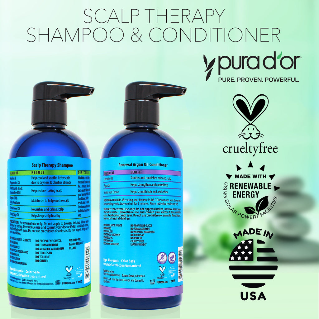 PURA D'OR Scalp & Dandruff Therapy Argan Oil Shampoo & Conditioner Set