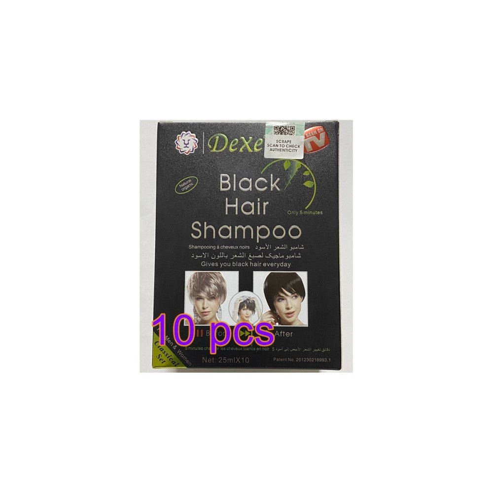 10-100X Instant Black Hair Dye Shampoo – Permanent Hair Color for All Hair Types