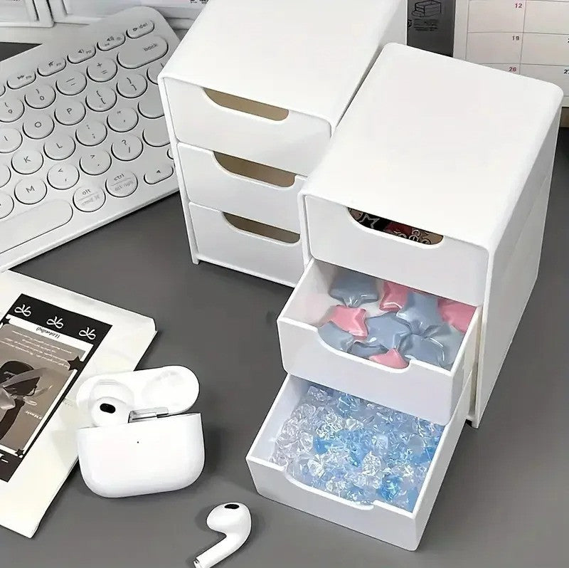 3 Tier Cosmetic & Jewelry Drawer Storage Organizer - Multi-Purpose Desk Holder