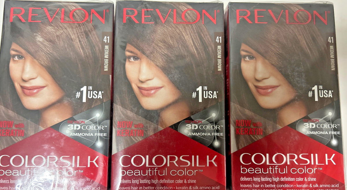 Ammonia-Free Hair Color 41 Medium Brown - 3 Pack with Keratin & 3D Gel Technology