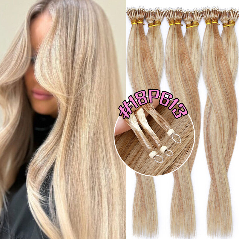 150g Human Hair Extensions with Nano Rings - Thick Ombre Micro Loop Beads