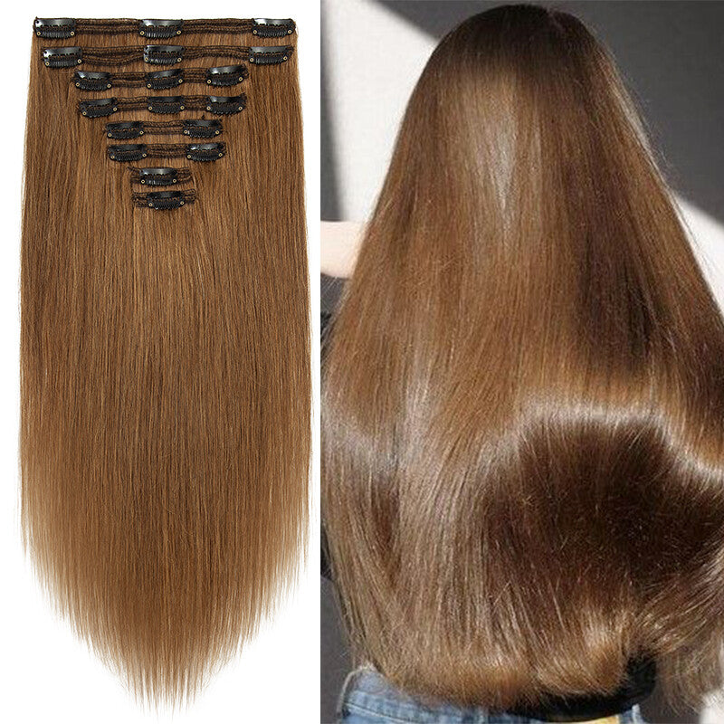 Double Weft Clip-In Hair Extensions - Remy Human Hair Ombre Full Head Set