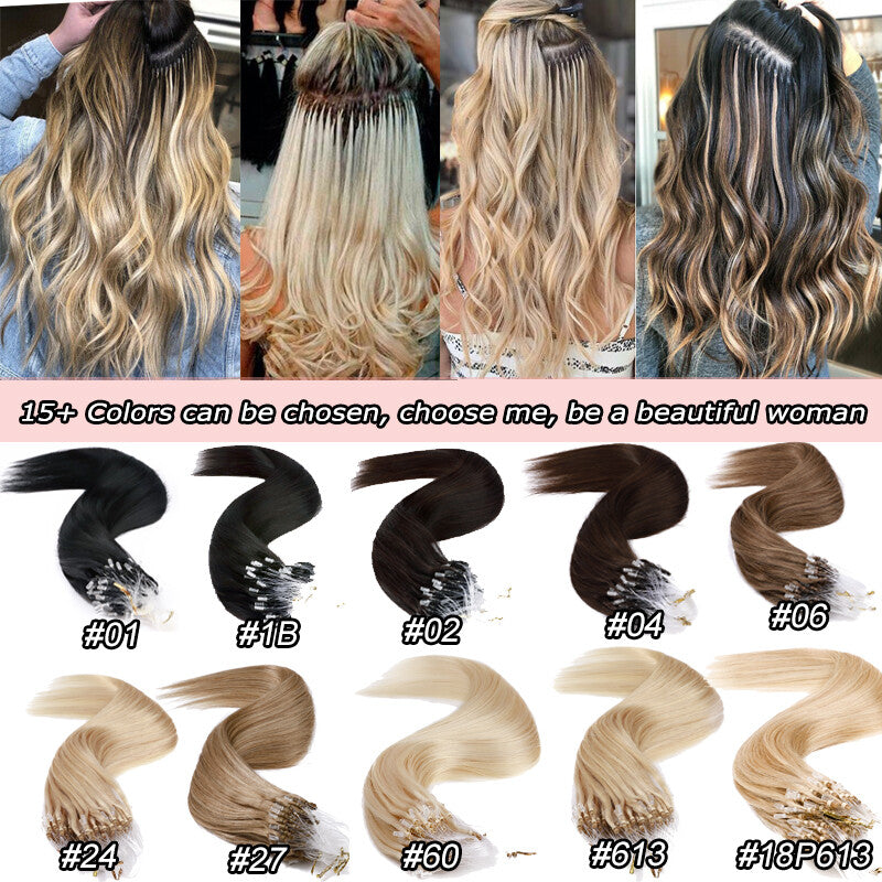 Human Hair Extensions Micro Loop Beads for Remy Russian Hair - Balayage Straight