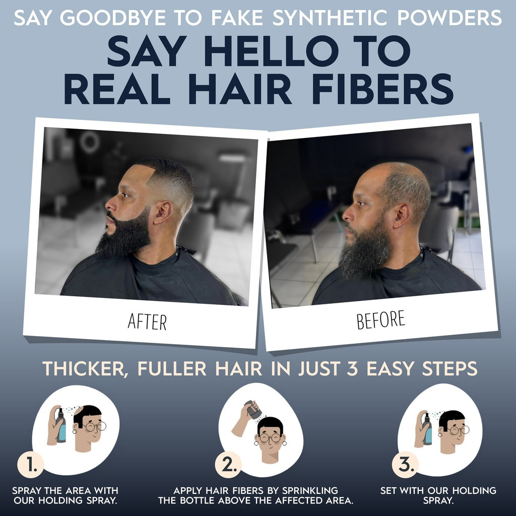Hair Fibers Kit with Water-Resistant Spray for Thinning Hair - 18g Black
