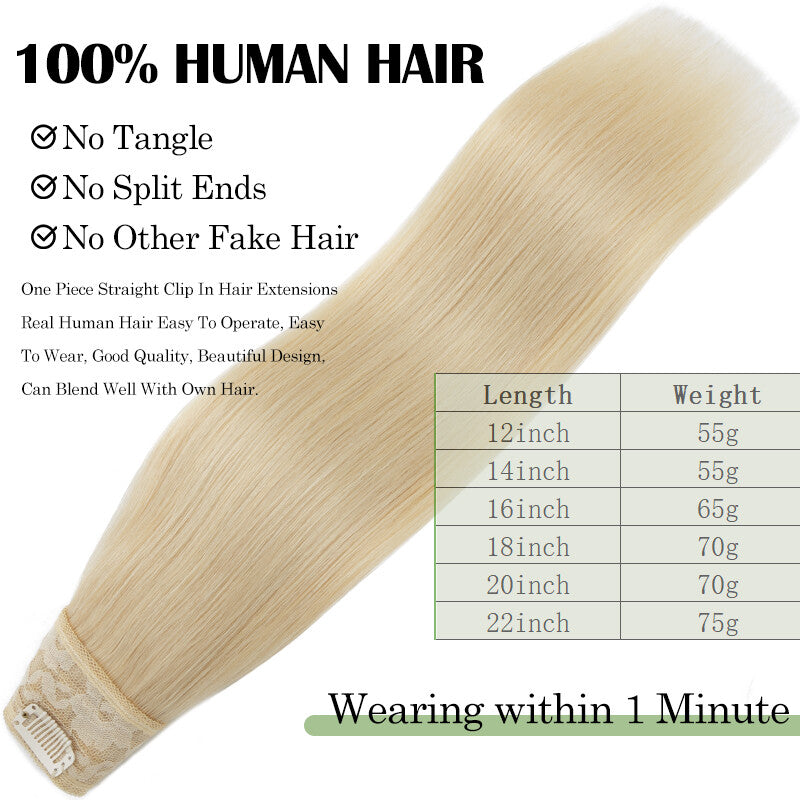 V-Shaped Clip-In Hair Extensions 100% Remy Human Hair Full Head