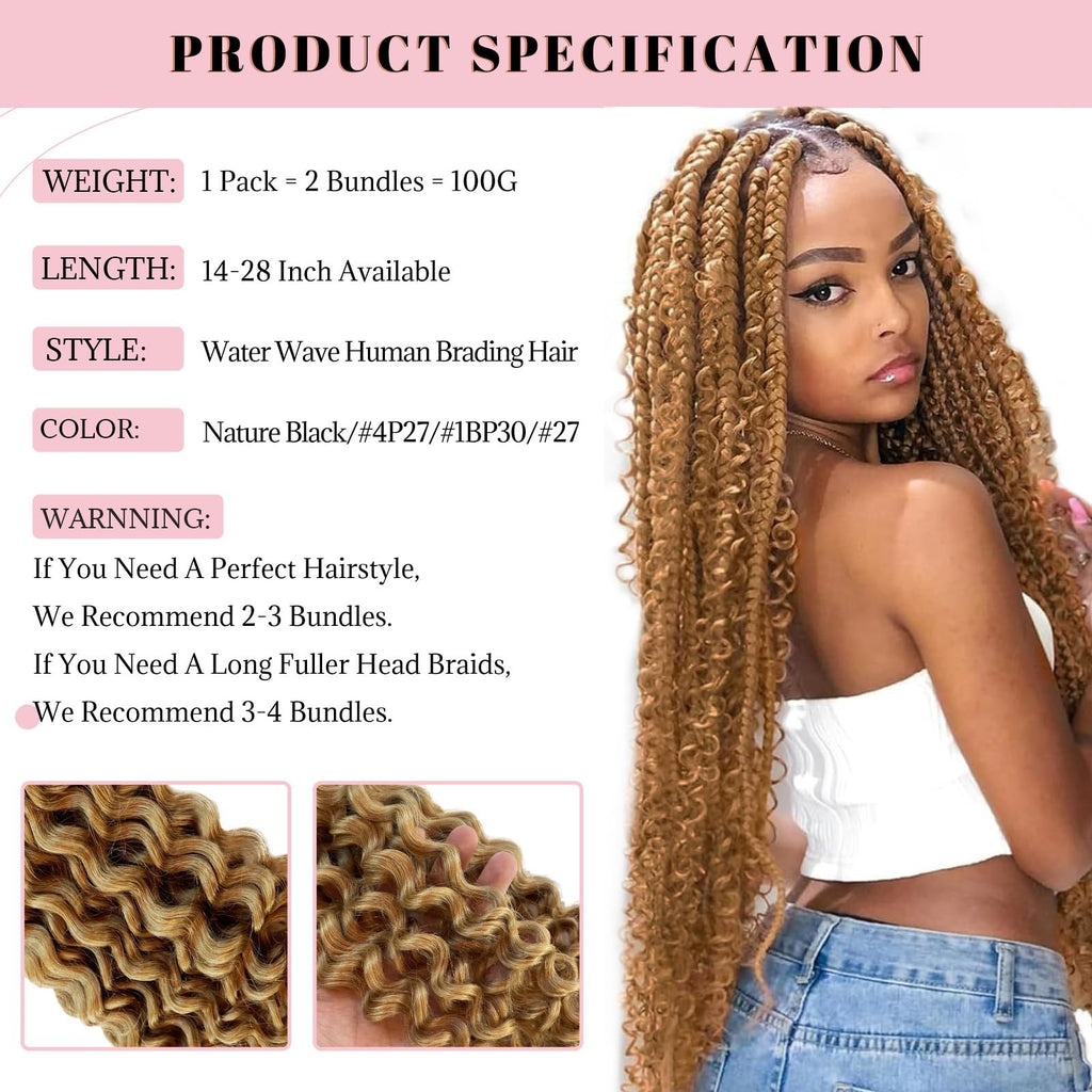 Belaved Curly Water Wave Braiding Hair Honey Blonde 20 Inch 2 Bundles 100g