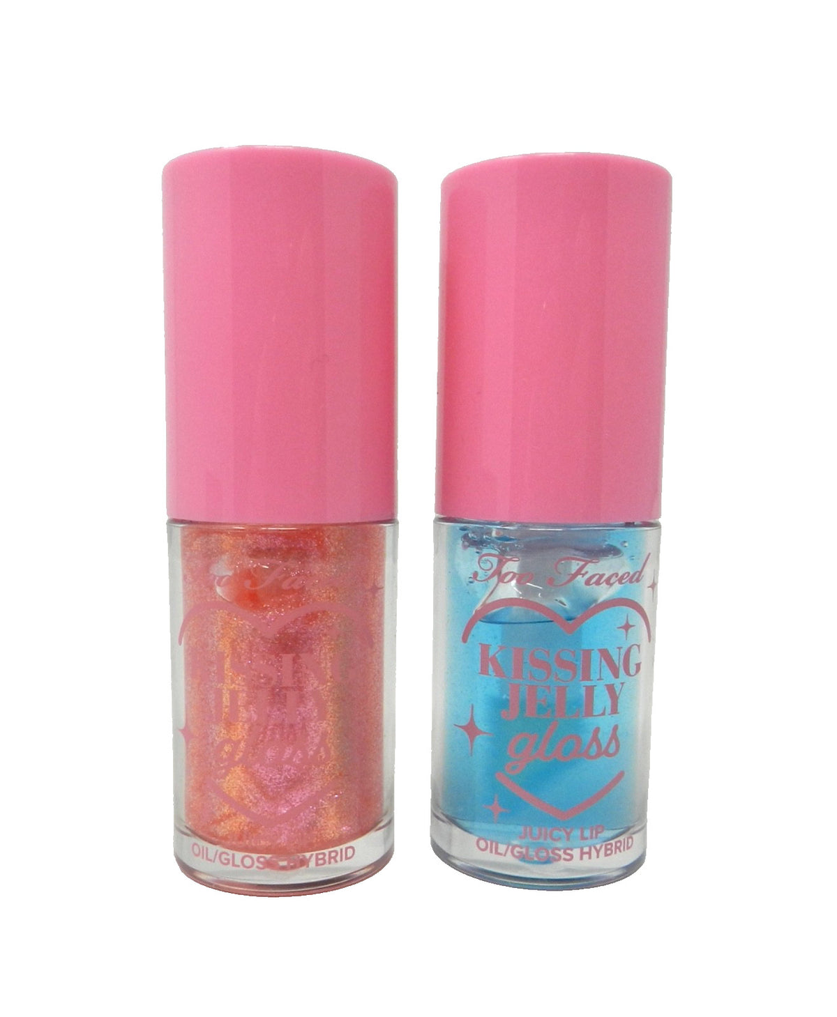 Too Faced Kissing Jelly Lip Oil & Gloss Duo Bubblegum Blue Snow