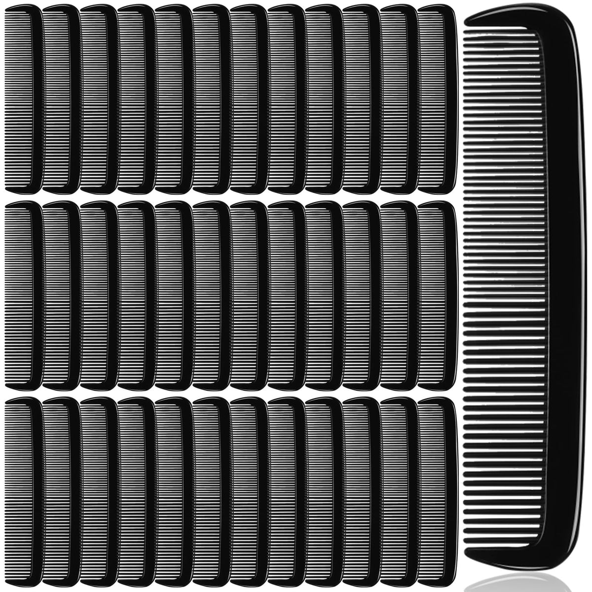 Black Plastic Pocket Combs Set - 500 Fine Tooth Hair & Beard Grooming Tools