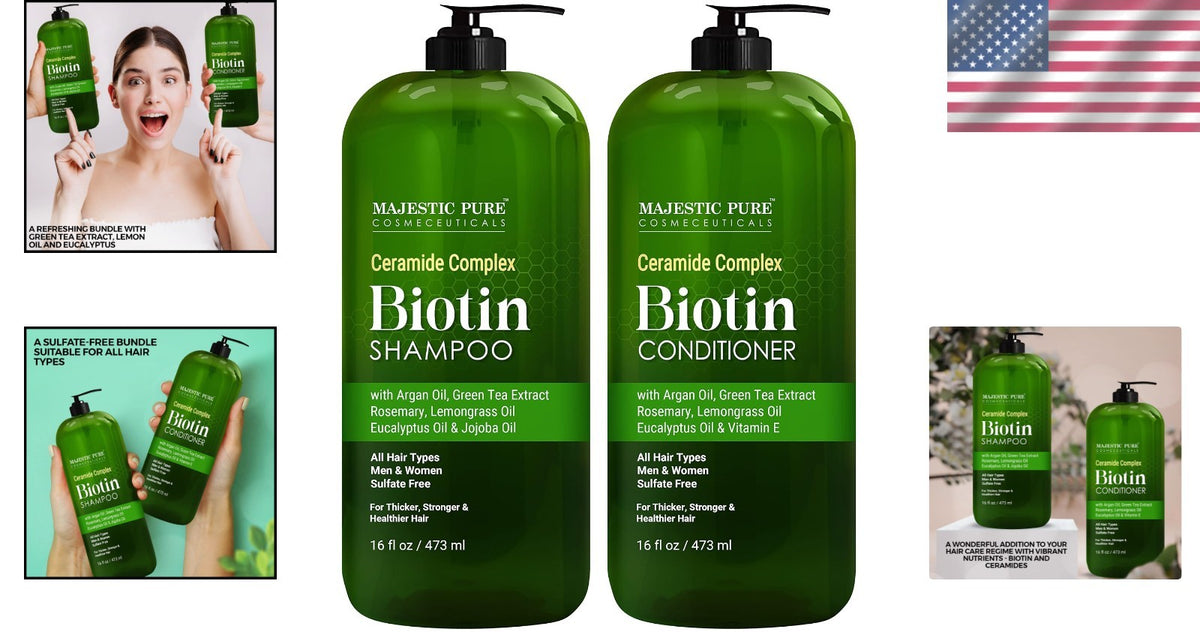 Sulfate-Free Biotin Hair Growth Set with Essential Oils - Color Safe & Gentle