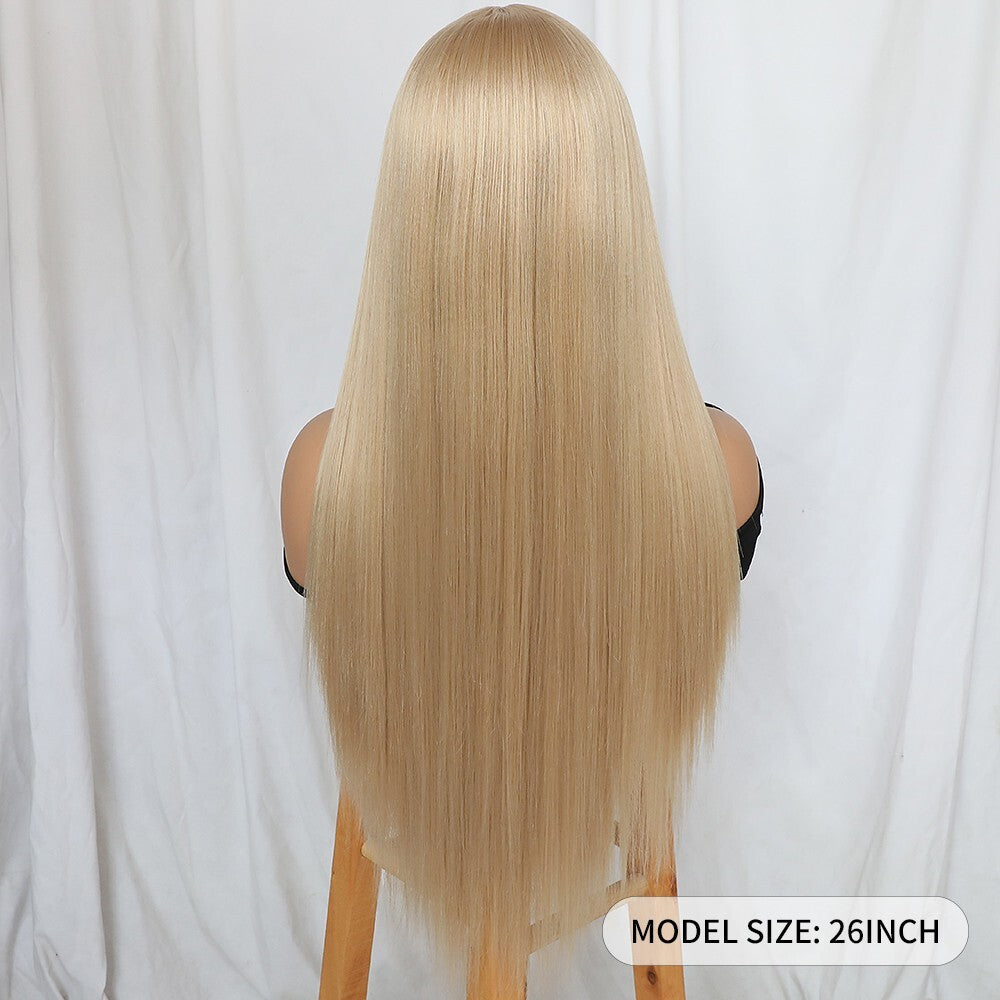 Light Blonde Synthetic Lace Front Wig 13x4 Long Straight Heat-Resistant Women