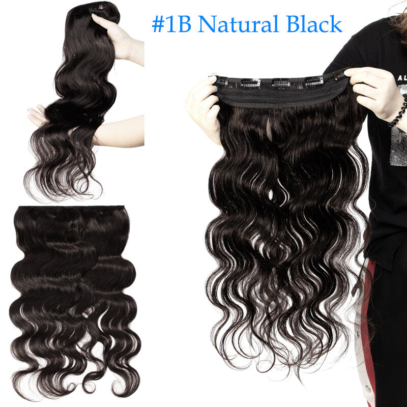 Real Human Hair Clip-In Extensions 8-24 Inch Body Wave Thick Full Head
