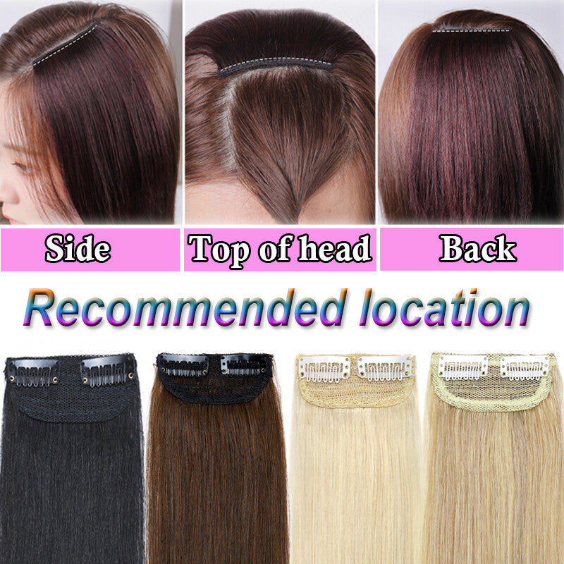 Clip In Short Hairpiece Human Hair Extensions Thick Pad Hair Topper