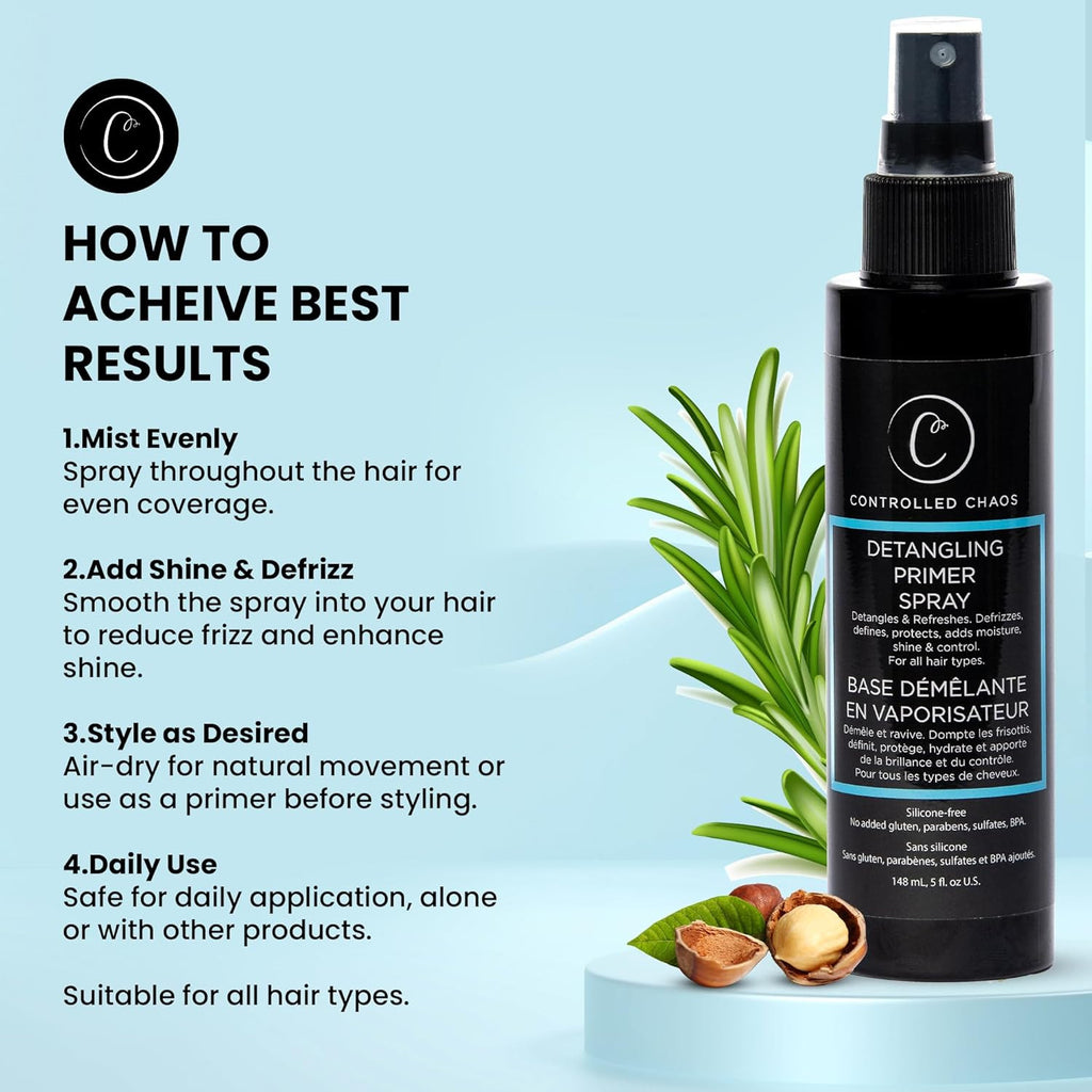 Heat Protectant Hair Spray with Rosemary & Natural Oils - Anti Frizz Detangler