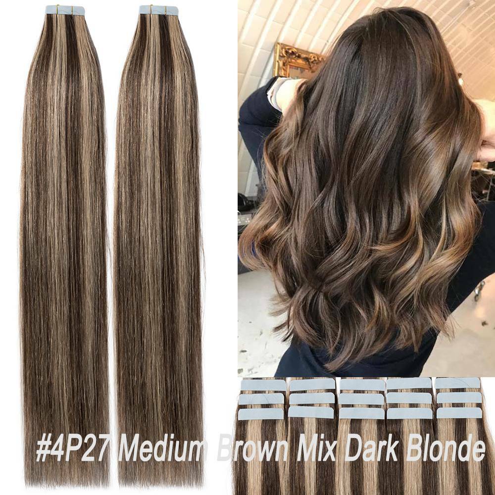 100% Human Hair Tape-In Extensions Full Head Body Wave & Straight Styles