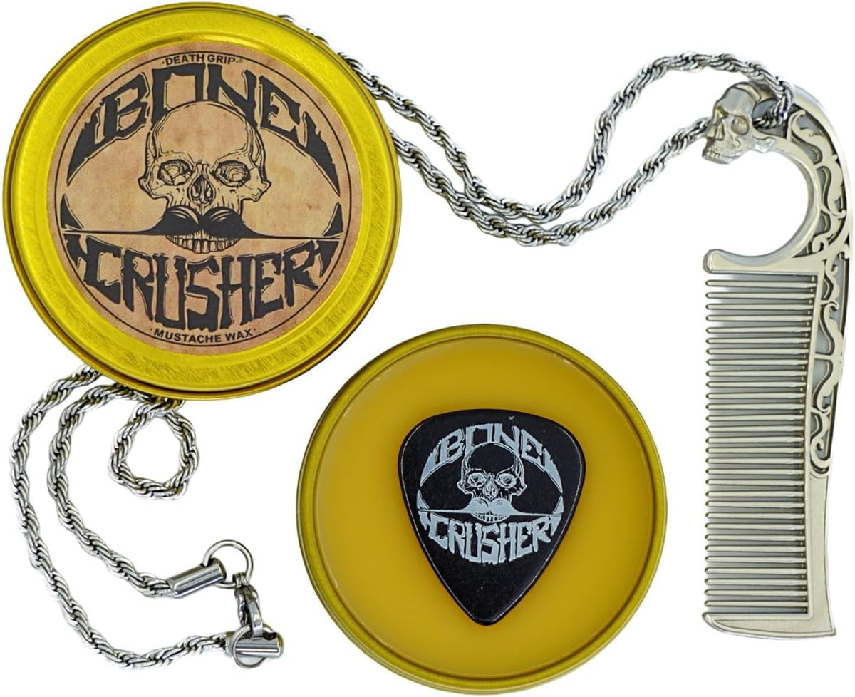 Mustache Wax Extra Strong Hold & Metal Comb Kit - Beard & Lip Balm Set