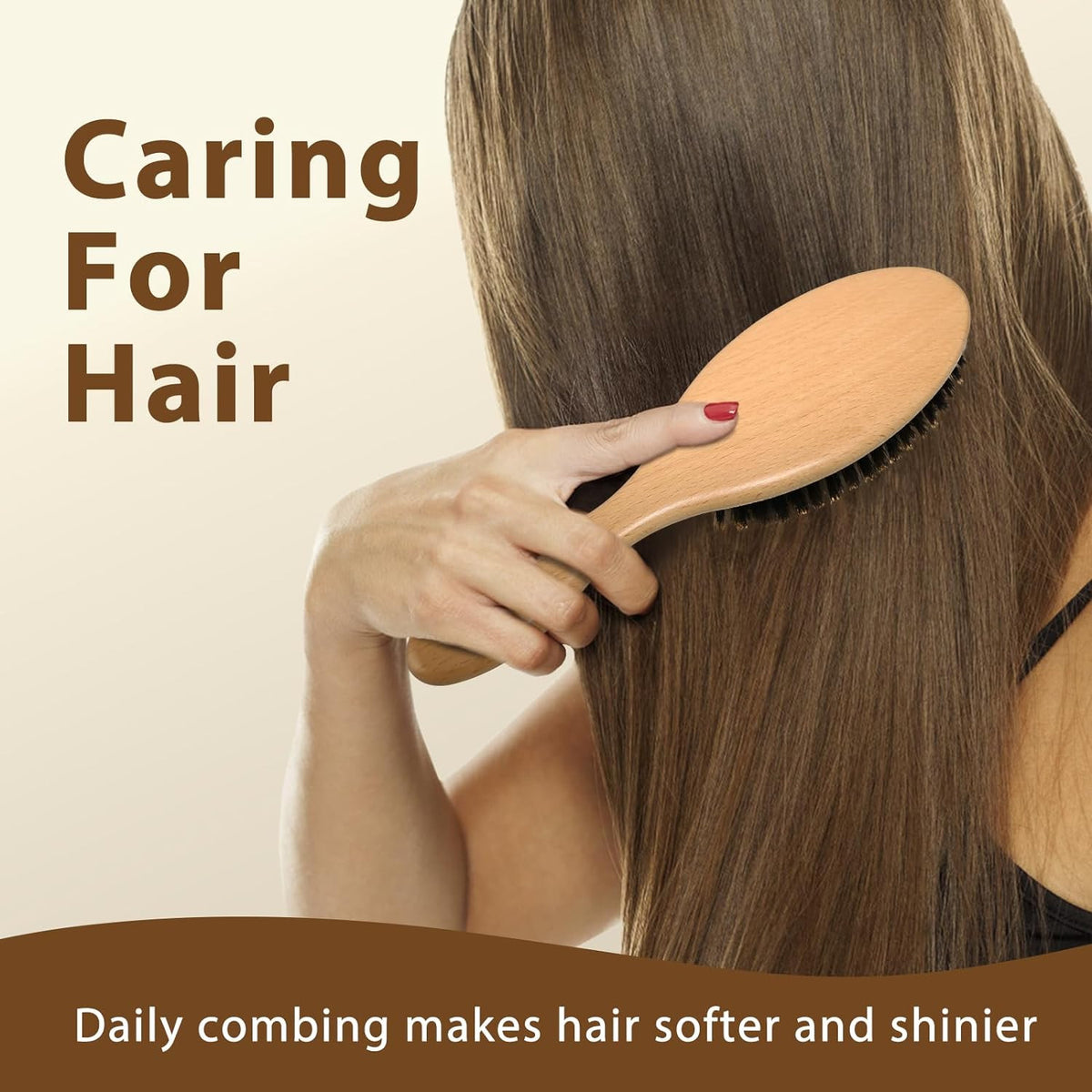 Boar Bristle Hair Brush for Women Men Kids Natural Wooden Handle
