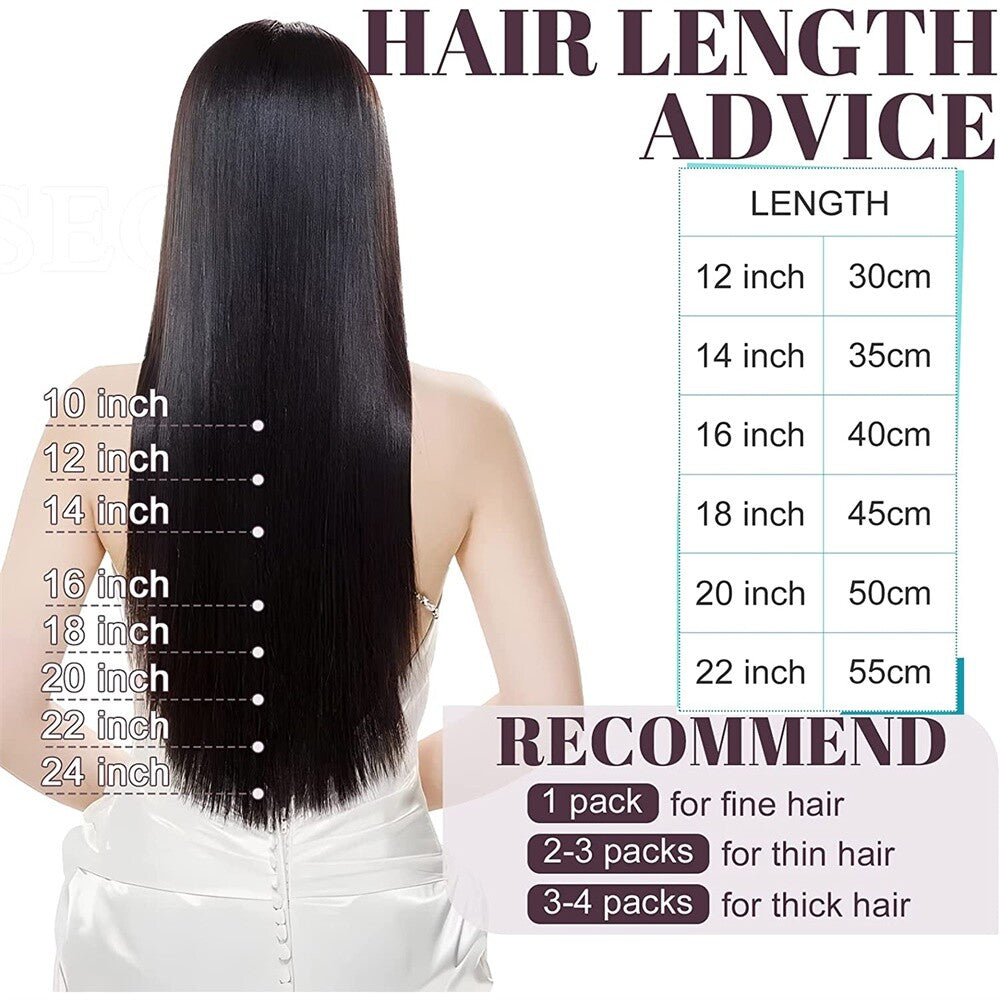 Russian Tape-In Human Hair Extensions - Thick Remy Hair, Multiple Colors & Lengths