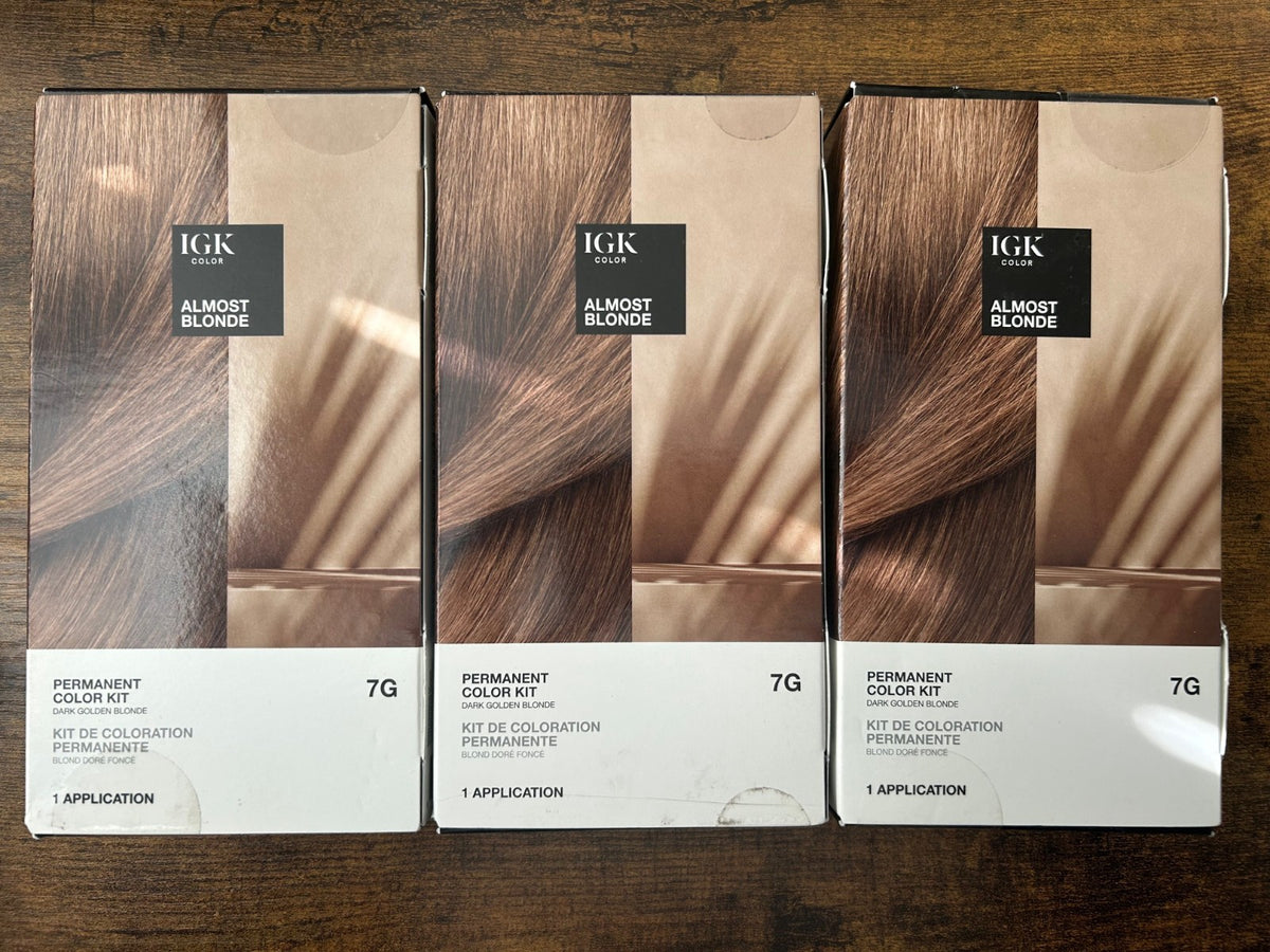 Permanent Hair Dye Color Kit 7G Dark Golden Blonde 3 Pack - Salon-Quality