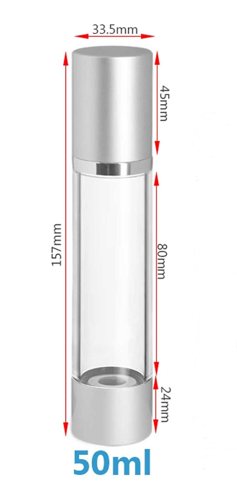 3-Pack Reusable Airless Pump Bottles 50ml Travel-Size for Liquids & Creams