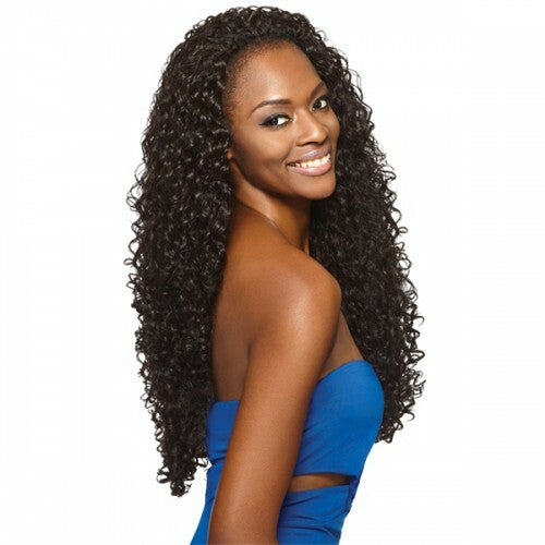 Long Curly Synthetic Half Wig 26 Inches - Quick Weave Style, Adjustable Fit