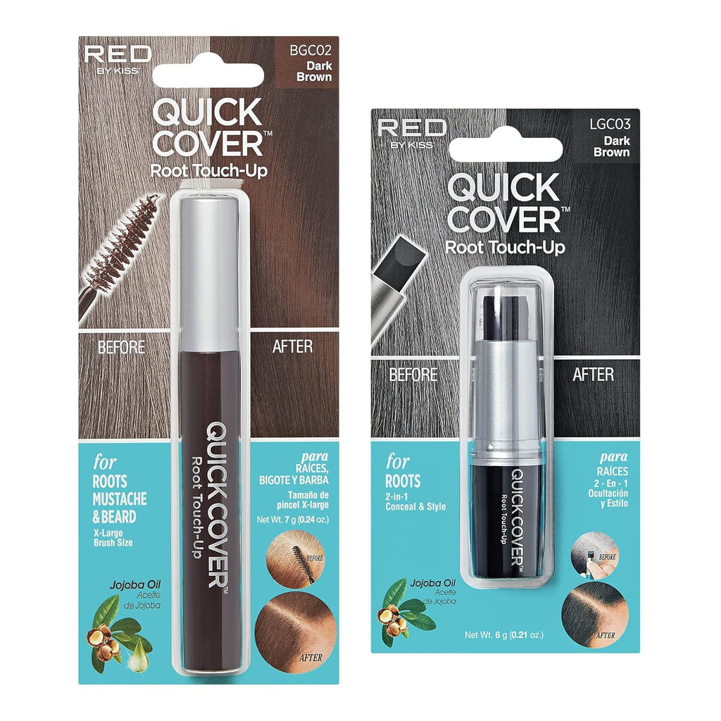 Gray Hair Root Touch Up Brush & Stick Set - Dark Brown Temporary Hair Concealer