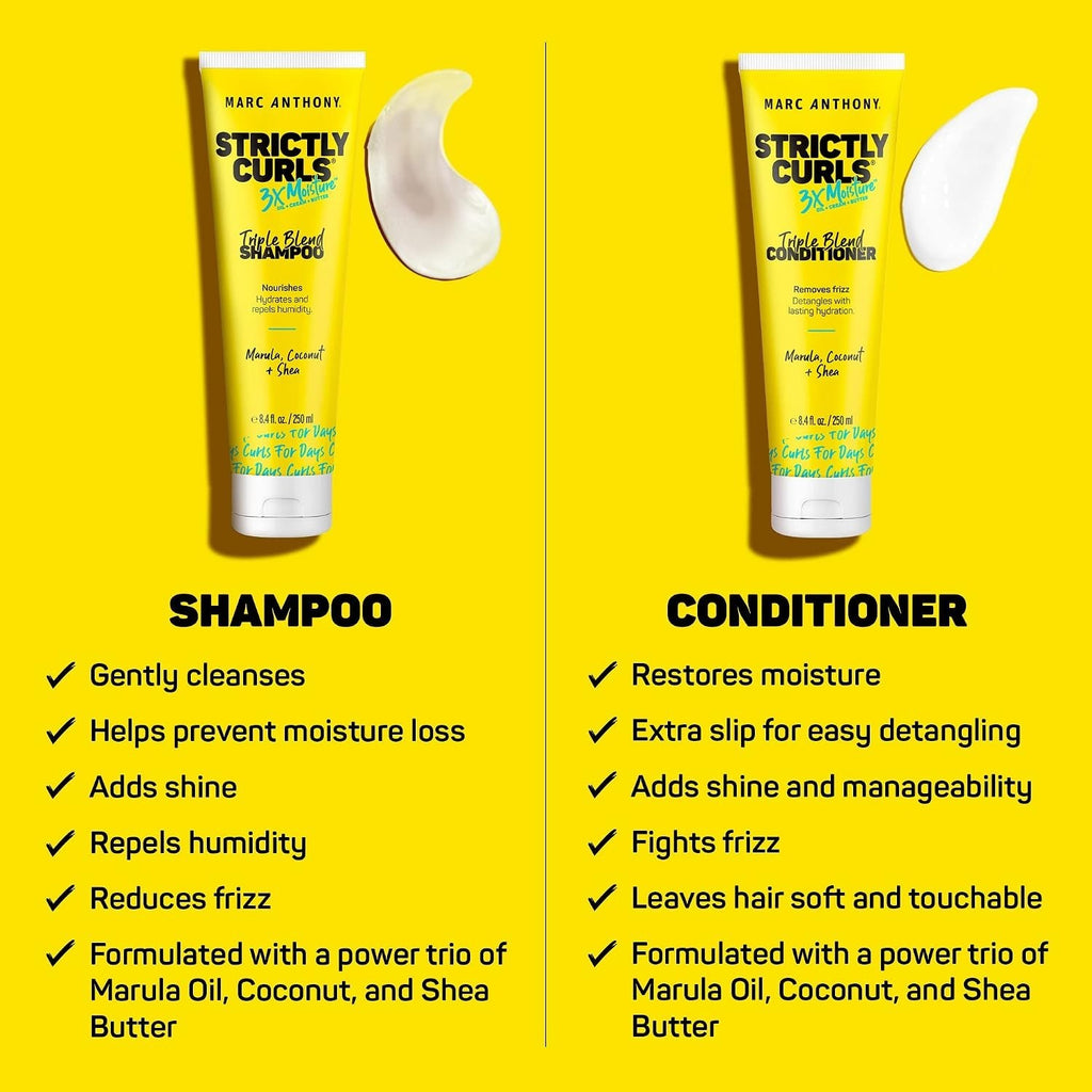 Moisturizing Curly Hair Shampoo & Conditioner Set with Shea Butter & Marula Oil