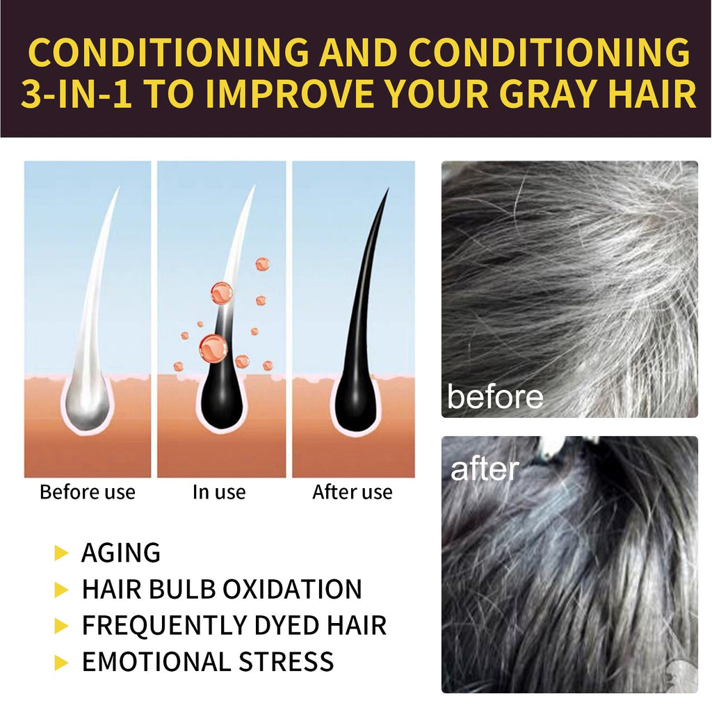 Black Hair Dye Shampoo 3-in-1 Grey Coverage & Hair Care - Luxelamps