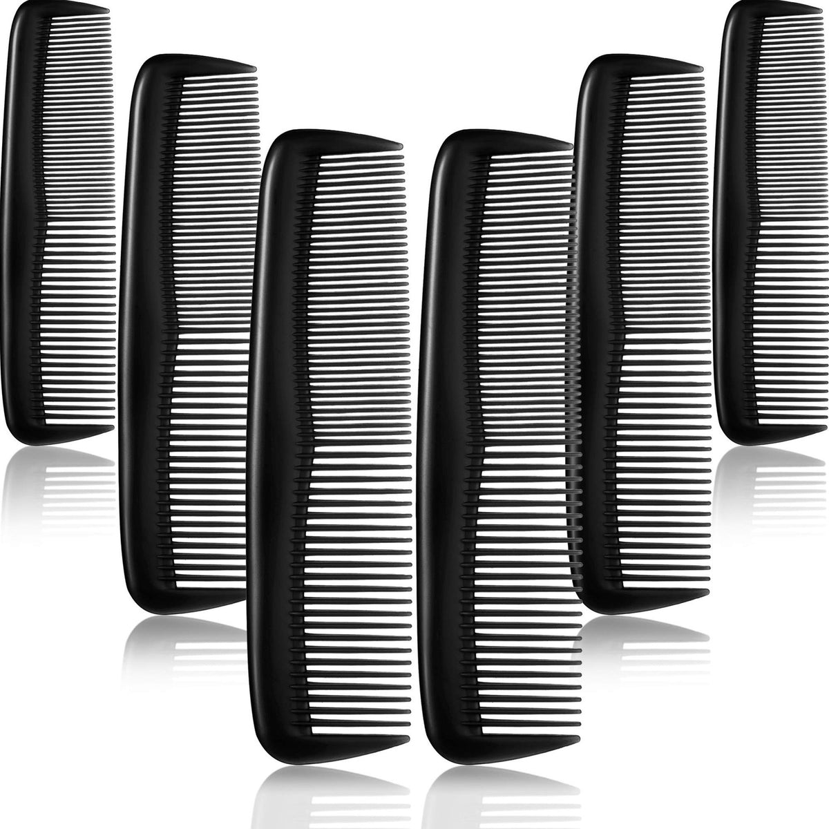 12-Piece Hair Comb Set - Fine Tooth Plastic Pocket Combs, Black