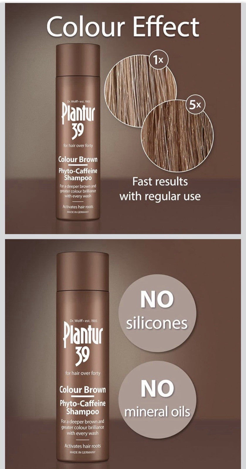 Plantur 39 Color Brown Phyto-Caffeine Shampoo for Thinning Hair 8.45 oz