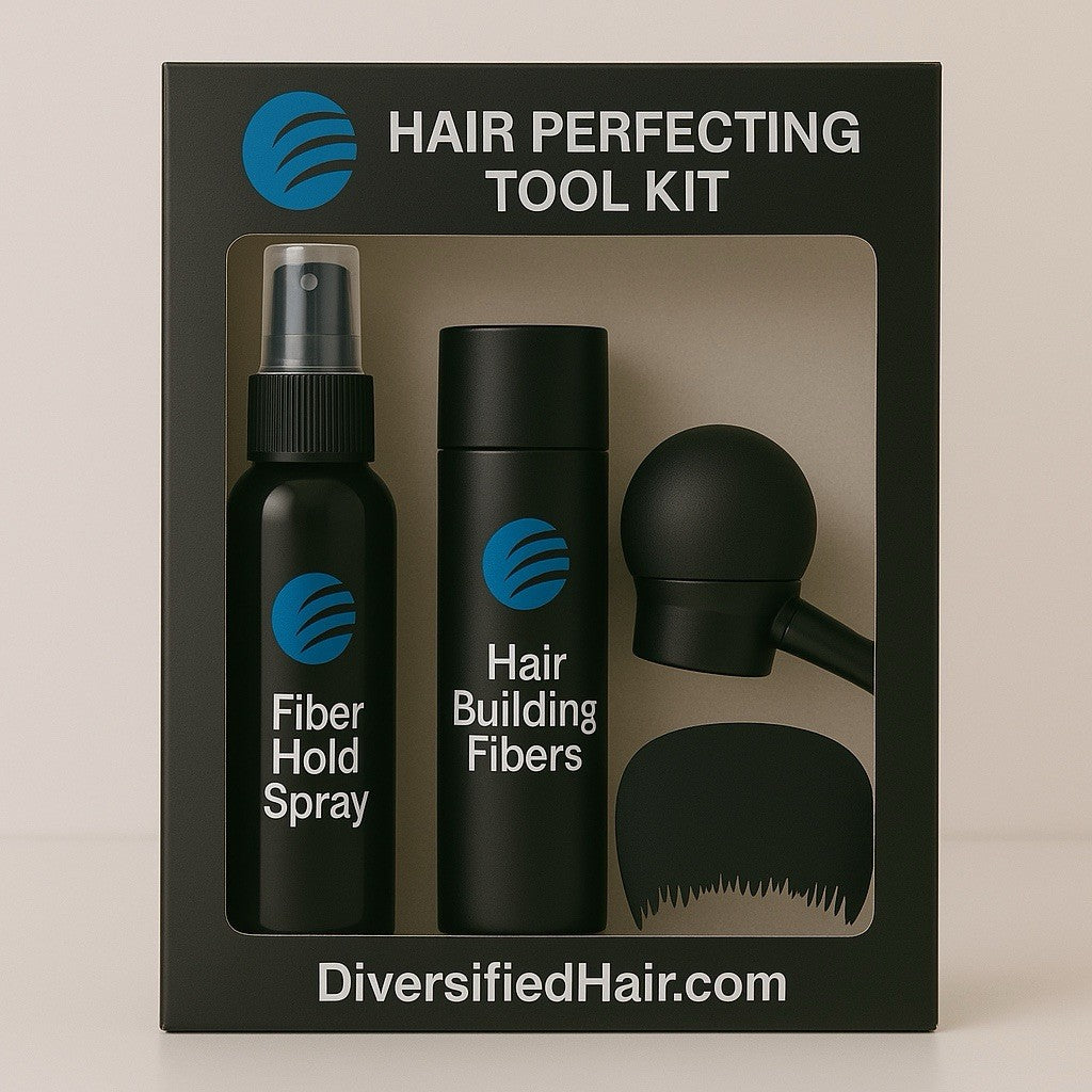 Hair Building Fibers Kit with Spray Applicator & Hold Spray - Natural Look