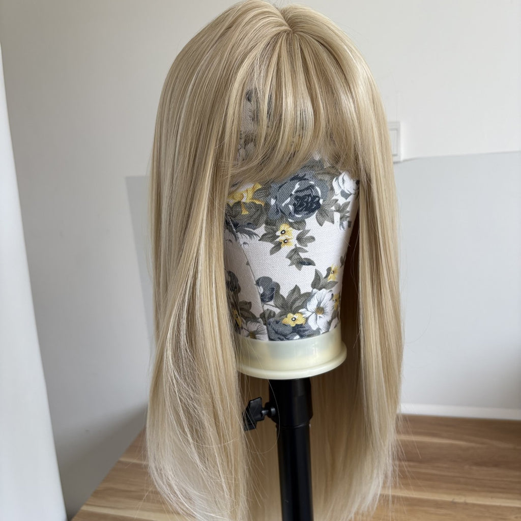 Blonde Long Straight Heat Resistant Wig with Bangs for Cosplay and Costume