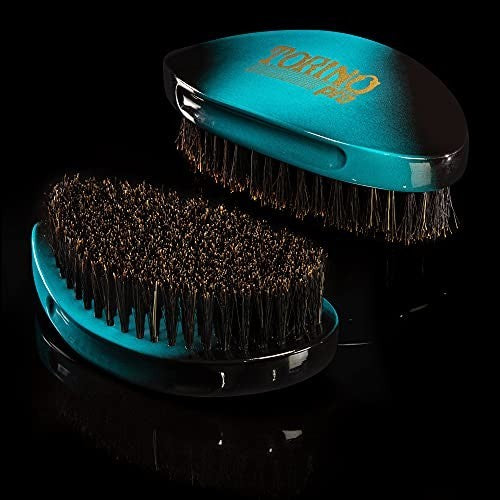 Medium Boar Bristle Curved Palm Brush for 360 Waves - Wave Cap & Durag Use