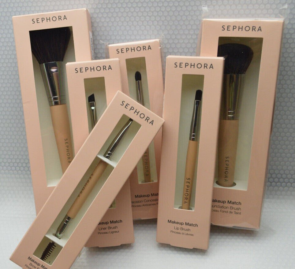 Makeup Brush Set (Sephora Collection) - Matching Brushes for Brow, Foundation, Powder, Concealer, Liner