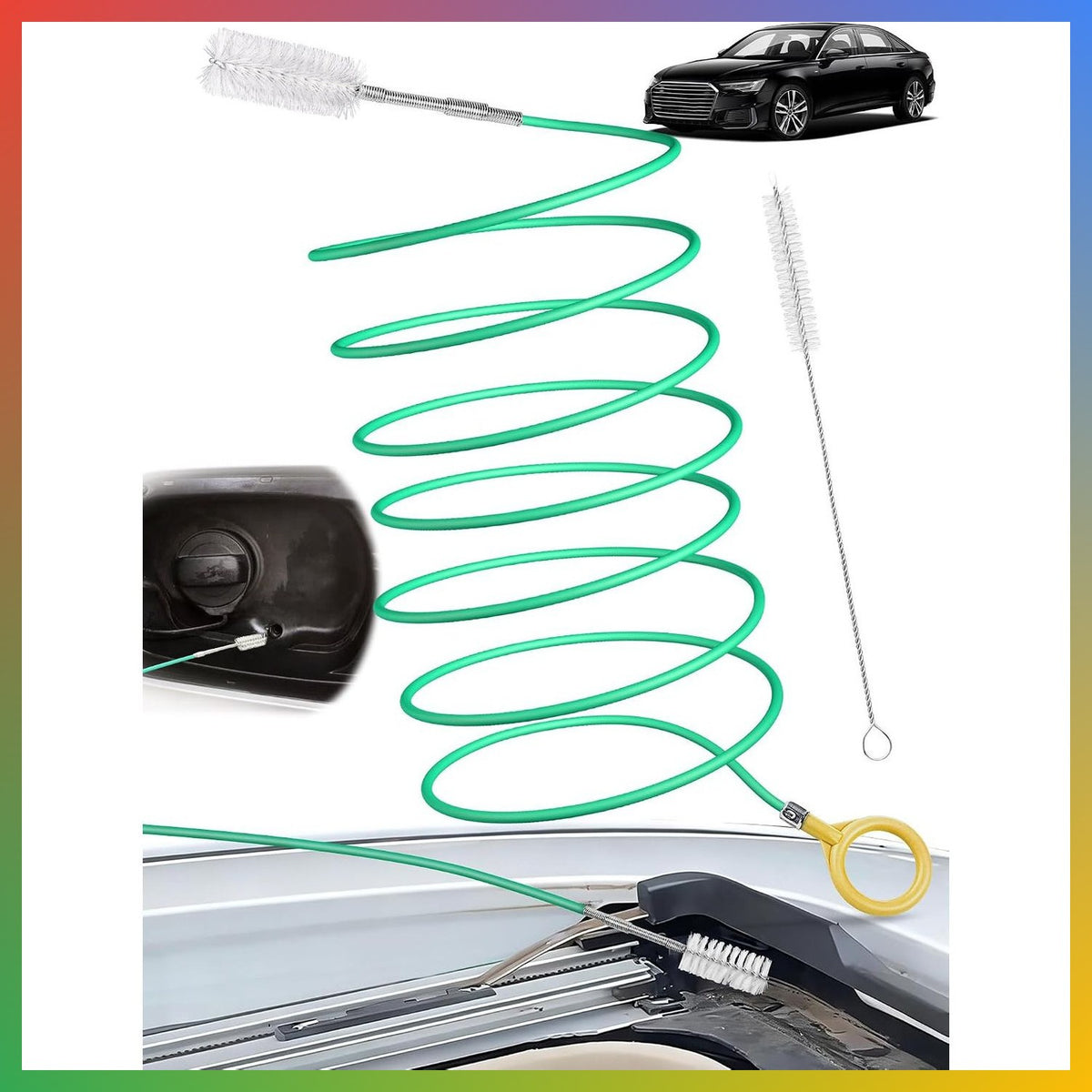 120-Inch Flexible Drain Brush Tube Cleaner for Car Sunroof & Pipes