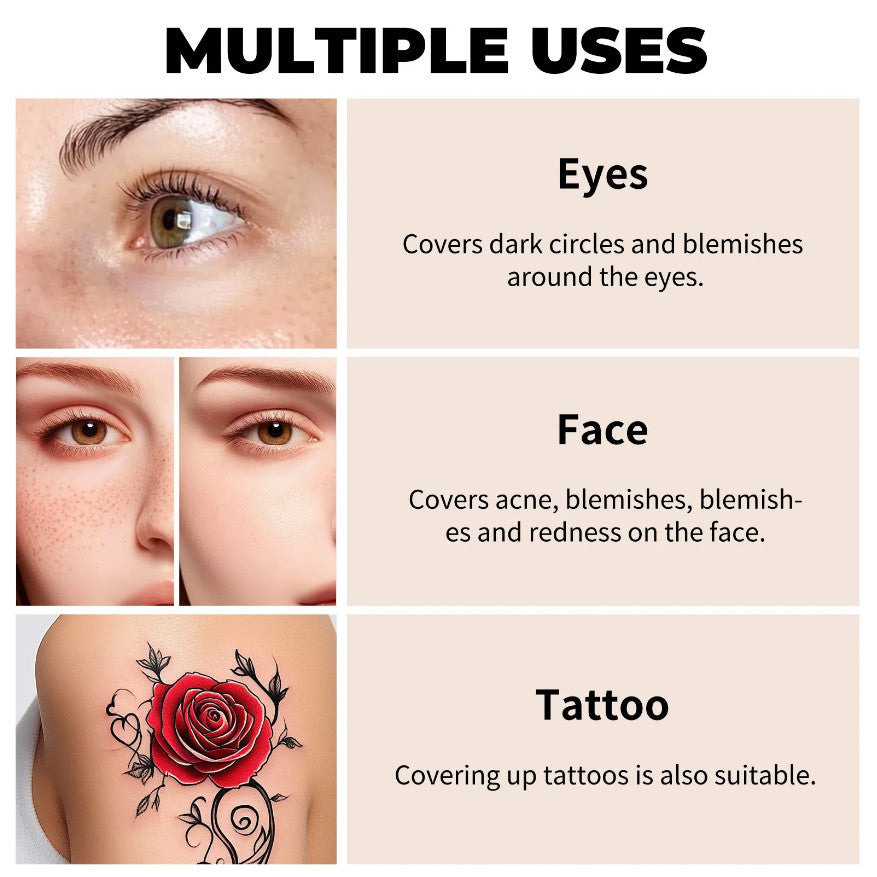Waterproof Full Coverage Concealer for Tattoos & Scars – Natural Finish