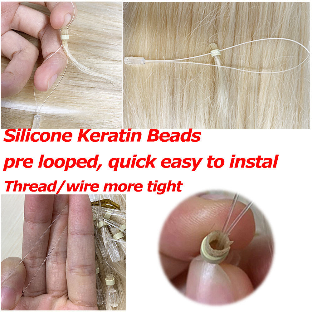 Remy Human Hair Extensions Beads - Micro Loop Looping Hair Wefts 150g