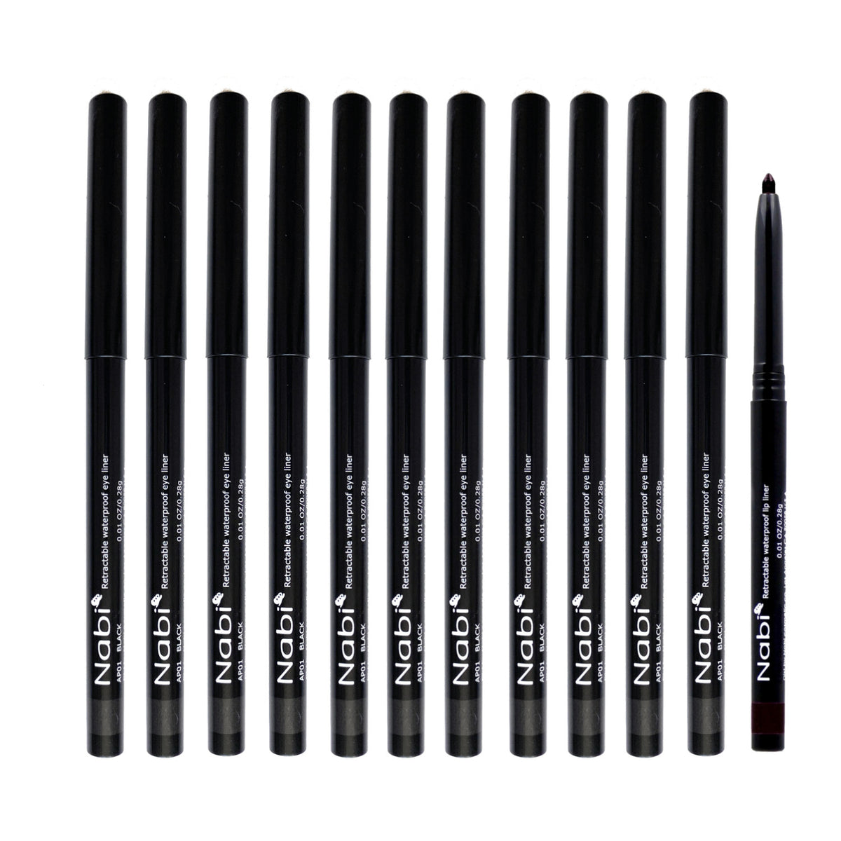 12 Pcs Waterproof Retractable Brown Eyeliner Pencils Long Lasting & Smudge-Proof