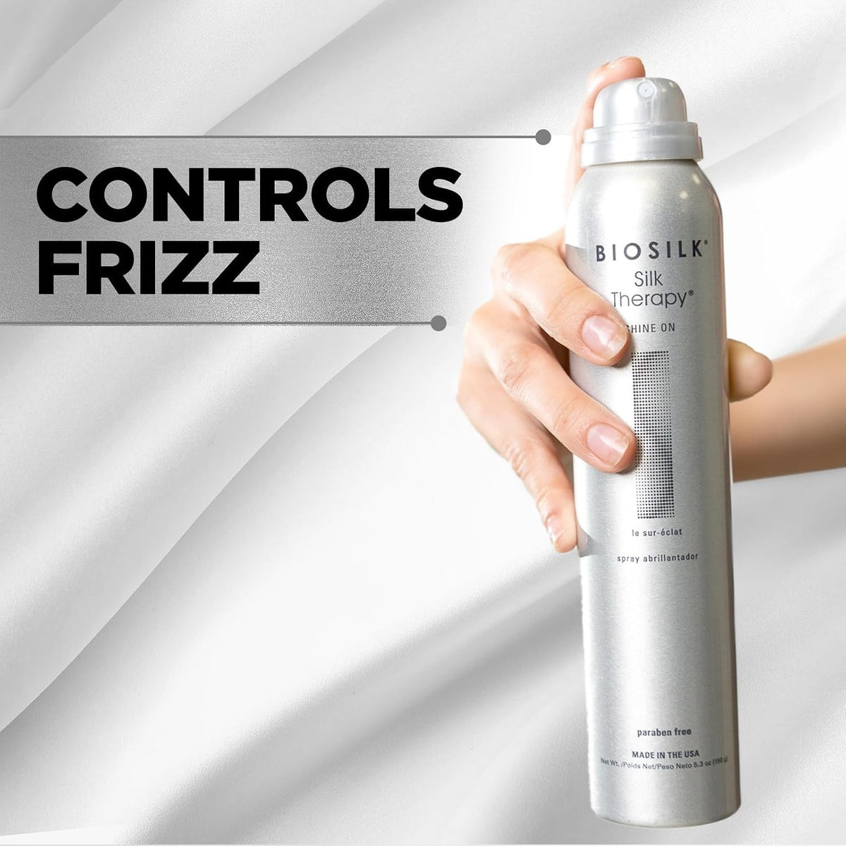 BioSilk Silk Therapy Shine On Hair Spray - Frizz Control, 5.3 Oz 2 Pack