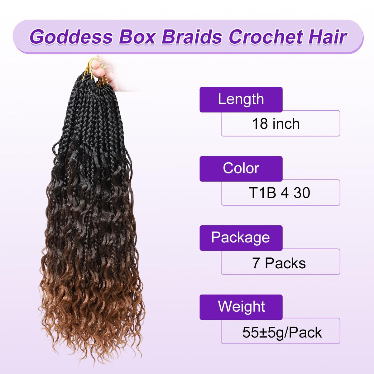 Goddess Box Braids Crochet Hair 18 Inch Boho Style for Black Women