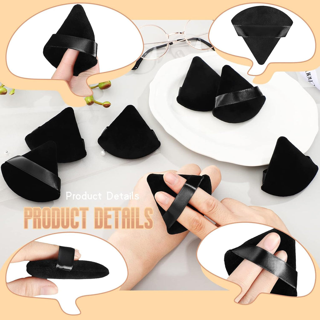 48 Pcs Triangle Velour Makeup Powder Puffs - Black