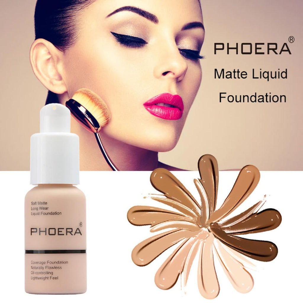 Phoera Foundation 2 Pack Long-Wear Liquid Foundation Matte Finish