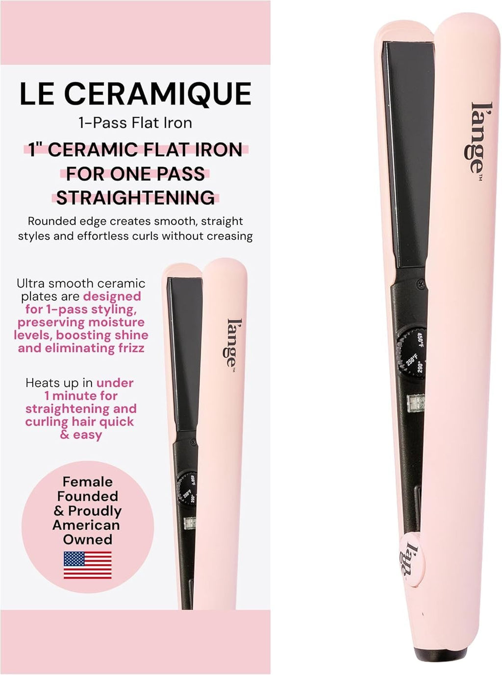 Ceramic Flat Iron for Hair - 1-Pass Frizz-Reducing Hair Straightener